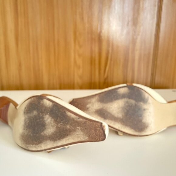 Paola Linea Mules Cream with Alligator Accent and Buckle Size 7 1/2M - Picture 8 of 11